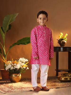  infantpink and white cotton kurta and pyjama set 1