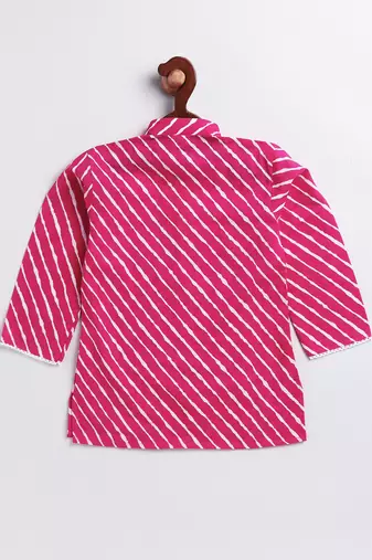  infantpink and white cotton kurta and pyjama set