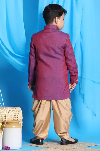 purple and rose gold sherwani set