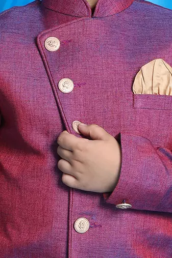 purple and rose gold sherwani set