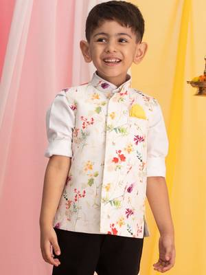multi color cream base nehru jacket 1