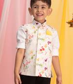 multi color cream base nehru jacket