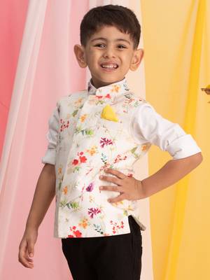 multi color cream base nehru jacket 2