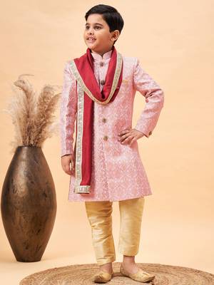 Vastramay boys' pink sherwani set 1