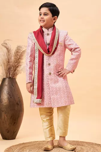 Vastramay boys' pink sherwani set