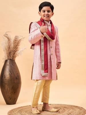 Vastramay boys' pink sherwani set 2