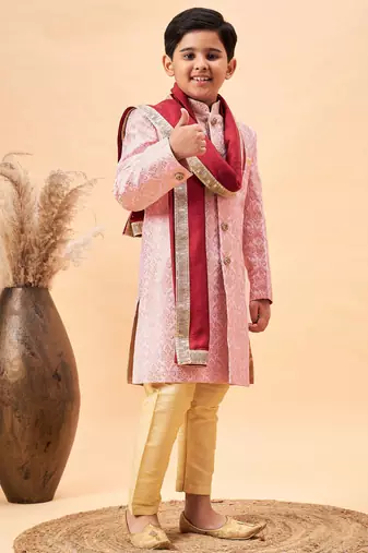 Vastramay boys' pink sherwani set