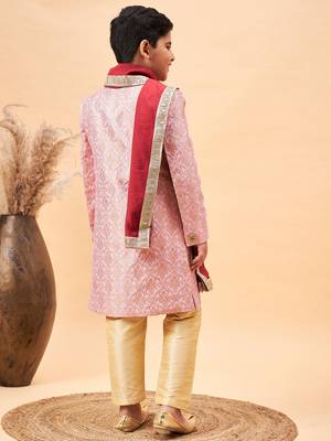 Vastramay boys' pink sherwani set 3