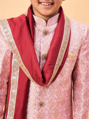 Vastramay boys' pink sherwani set 4