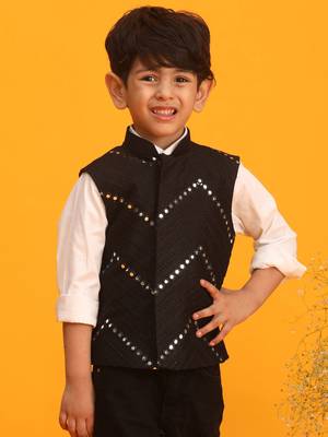 Vastramay boys' black nehru jacket 1