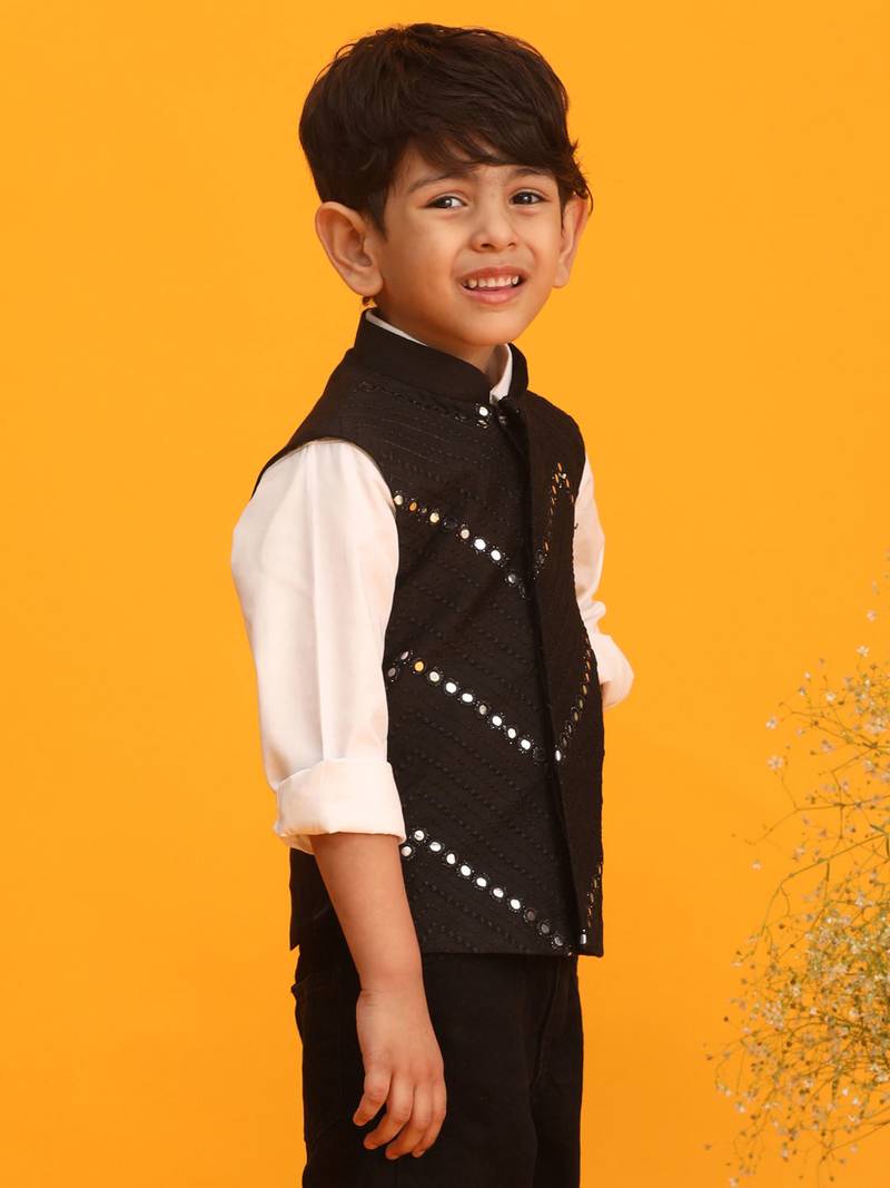 Vastramay boys' black nehru jacket