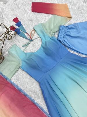 Multi Colour Pure Georgette Fabric Party wear Fully  Gown Set  5
