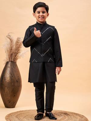  black jacket, kurta and pyjama set 1