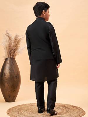  black jacket, kurta and pyjama set 3