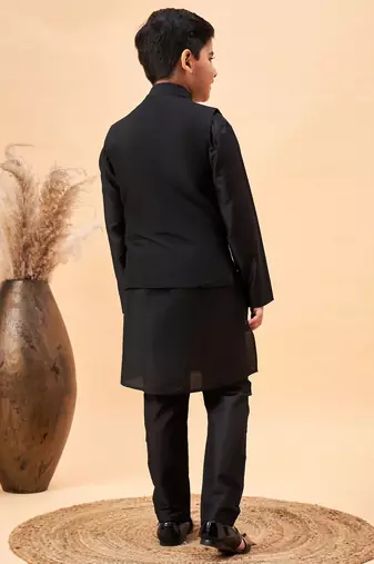  black jacket, kurta and pyjama set