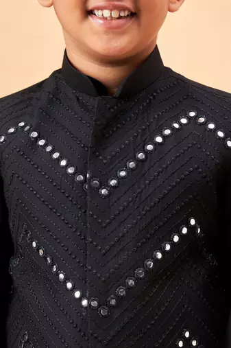  black jacket, kurta and pyjama set