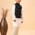 Vastramay boys' cream and black jacket, kurta and pyjama set