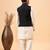 Vastramay boys' cream and black jacket, kurta and pyjama set
