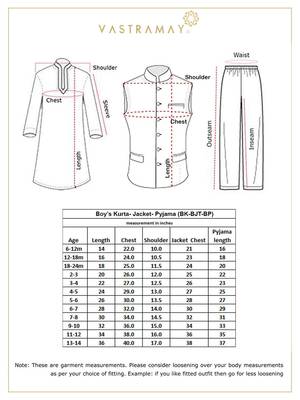 Vastramay boys' cream and black jacket, kurta and pyjama set 5