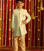 aqua and cream sherwani set