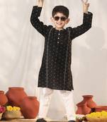 boys' black kurta pyjama set