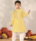  boys' yellow kurta pyjama set