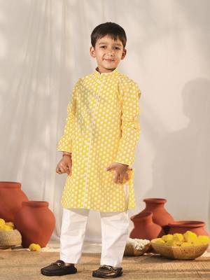  boys' yellow kurta pyjama set 2