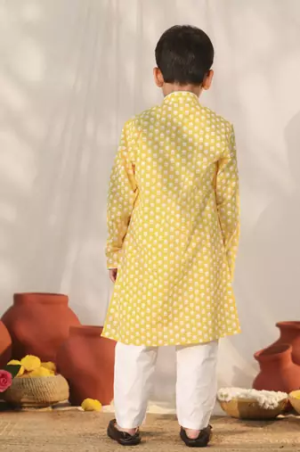  boys' yellow kurta pyjama set