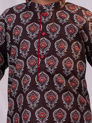  boys' coffee and white kurta pyjama set 4