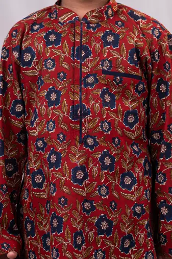 rust and white kurta pyjama set