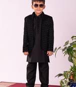 black jodhpuri, kurta and pyjama set