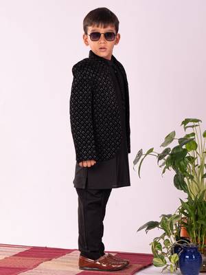 black jodhpuri, kurta and pyjama set 2