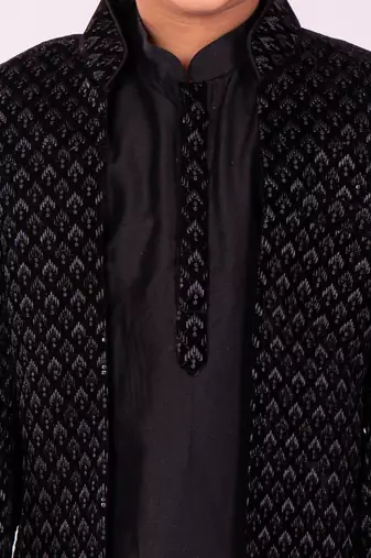 black jodhpuri, kurta and pyjama set