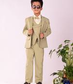 Vastramay boys' green shirt blazer waist coat and pant