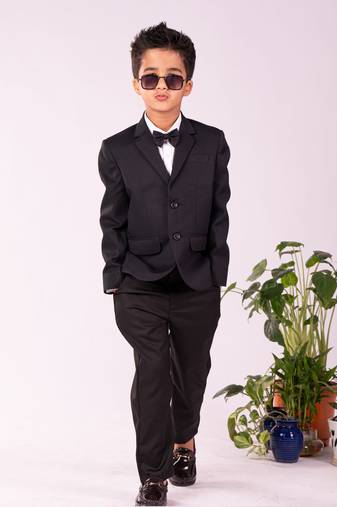 Vastramay boys' black shirt blazer and pant