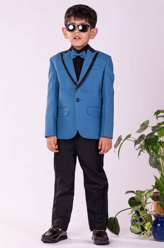  boys' black and turquoise shirt blazer and pant