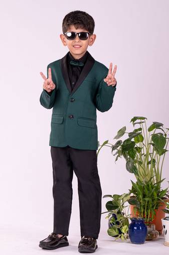  boys' black and green shirt blazer and pant