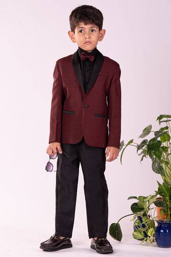  boys' black and maroon shirt blazer and pant