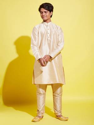  gold silk blend kurta pyjama set 1