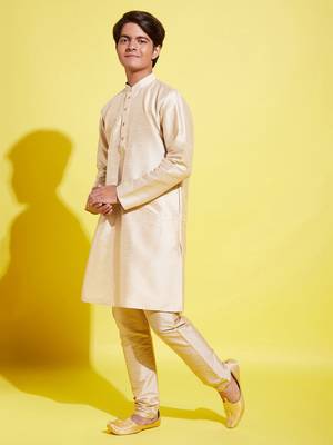  gold silk blend kurta pyjama set 2