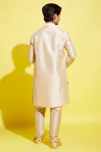  gold silk blend kurta pyjama set
