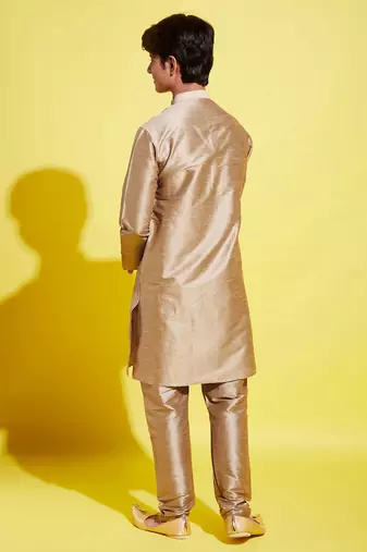  rose gold silk blend kurta pyjama set