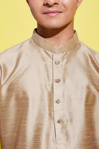 rose gold silk blend kurta pyjama set