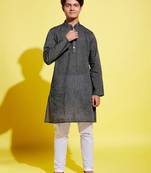  black and white pure cotton kurta pyjama set
