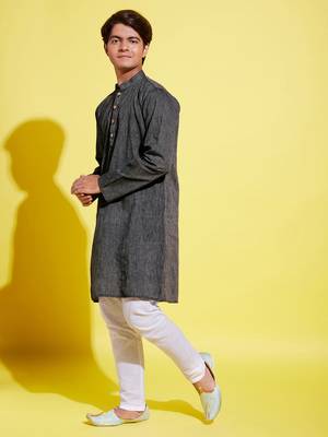  black and white pure cotton kurta pyjama set 2