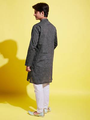  black and white pure cotton kurta pyjama set 3