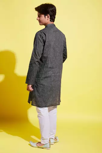  black and white pure cotton kurta pyjama set