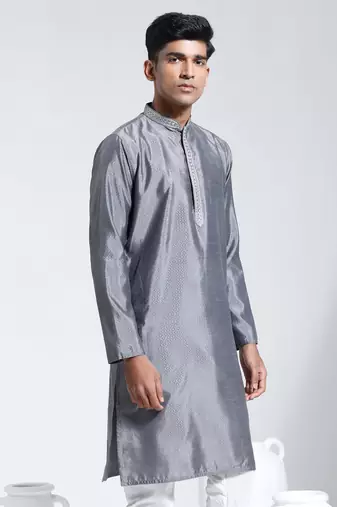  gray silk blend kurta