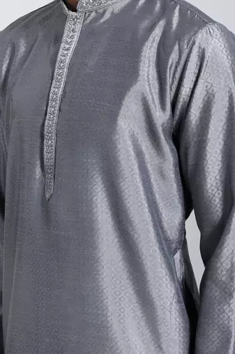  gray silk blend kurta