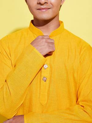 yellow and white pure cotton kurta pyjama set 4